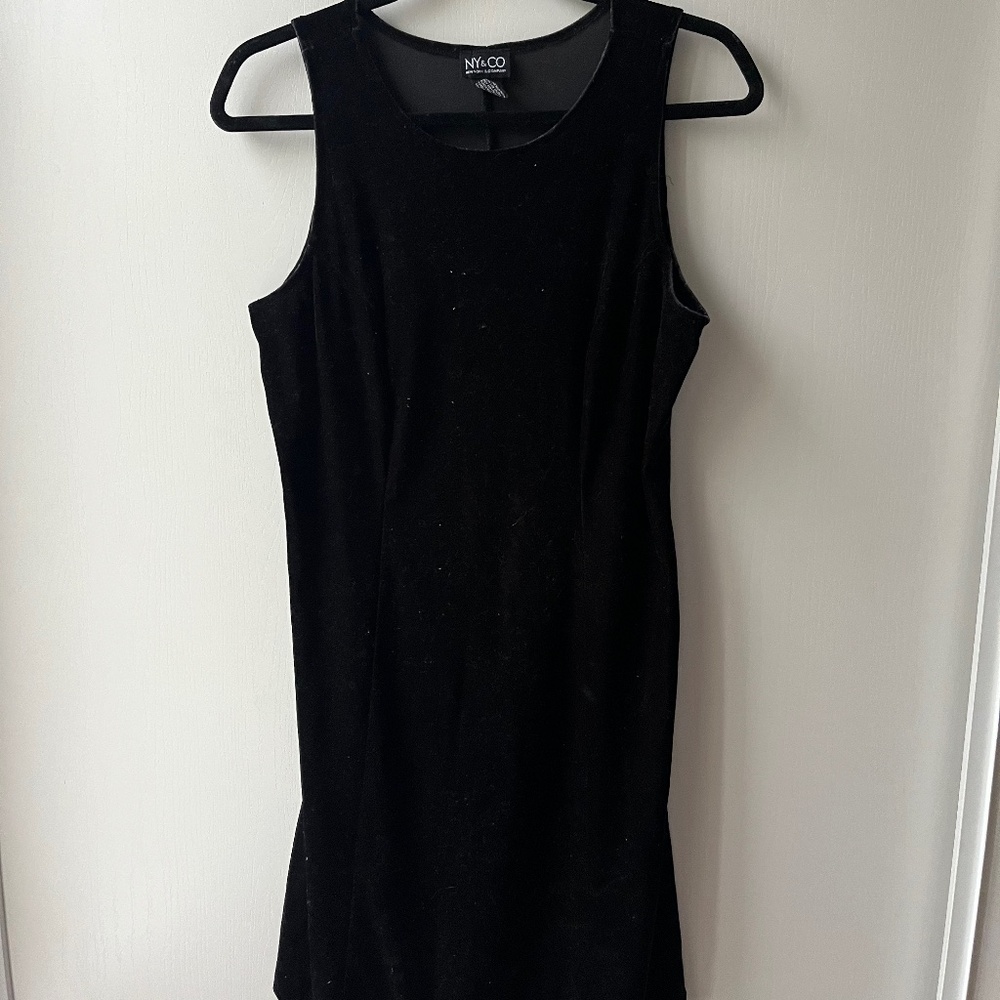 Vintage Black Velvet Mini Dress, NY & CO, size M